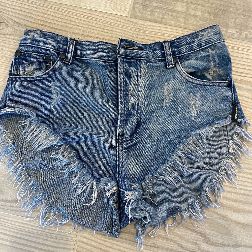 One Teaspoon Frayed Denim Shorts